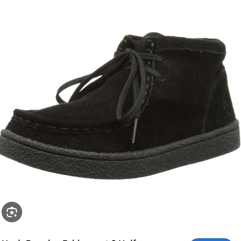 Hush Puppies Kids Black Suede leather lace up Booties Bridgeport 2 uniform